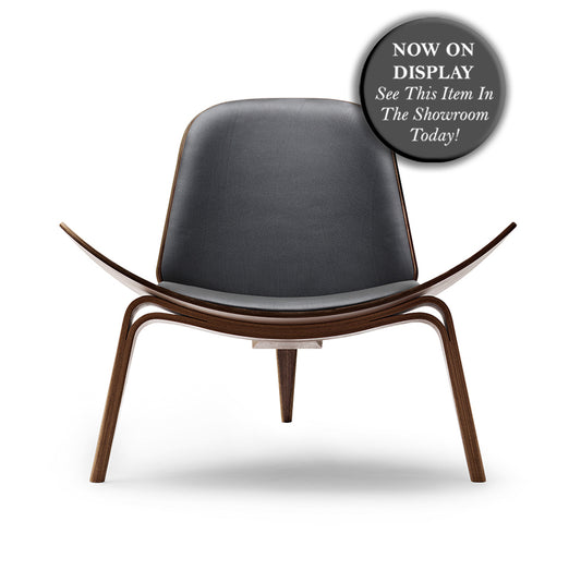 CARL HANSEN & SØNS - CH07 Shell Chair - Walnut Oiled - Thor Leather Seat - CLEARANCE Ten Percent Discount
