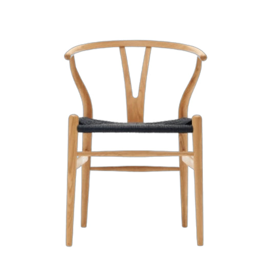 CARL HANSEN & SØNS - SET of 2 - CH24 Wishbone Chair - Ash Oiled - Black Seat - CLEARANCE Ten Percent Off -  Discontinued Finish