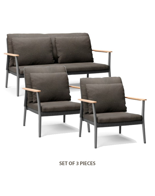 DIPHANO Ray Lounge Set - 2 Seat Sofa + 2 Lounge Chairs - Lava with Ash Cushions - CLEARANCE Thirty Percent Discount