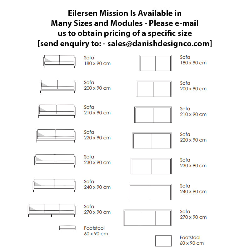 EILERSEN Mission Sofa - 220 x 90 CM - "Level" Fabric - 20% Off