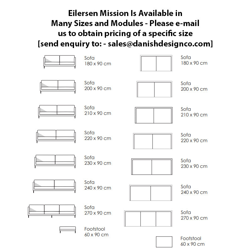 EILERSEN Mission Sofa - 220 x 90 CM - "Level" Fabric  - Fifteen Percent Discount
