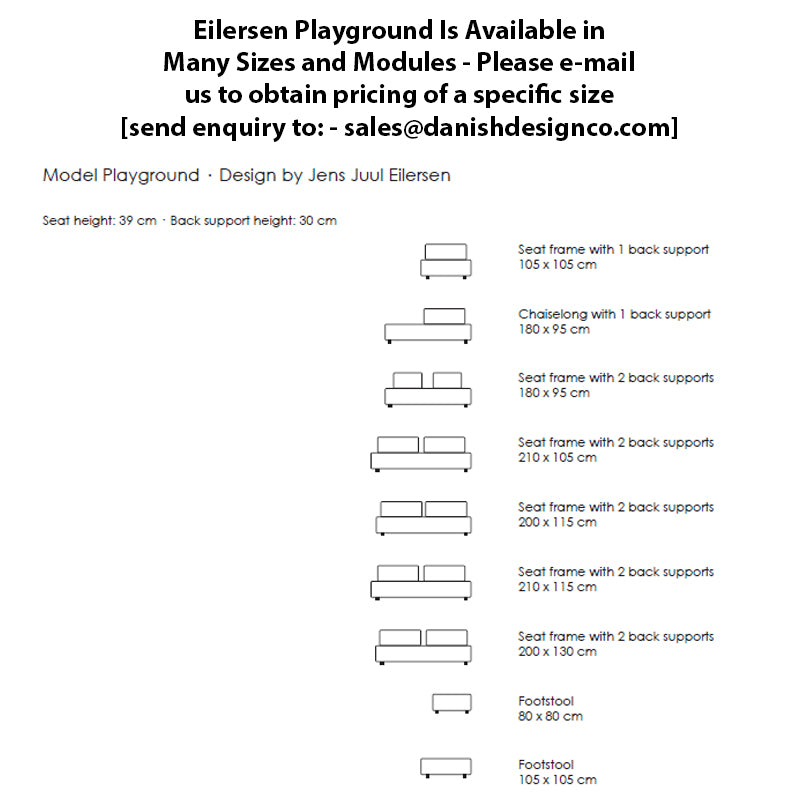 EILERSEN Playground Sofa - 210 x 105 CM - "Sand" Fabric  - Fifteen Percent Discount