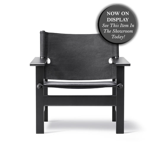 FREDERICIA The Canvas Chair - Oak Black Lacquered with Seat Cushion - Fifteen Percent Discount