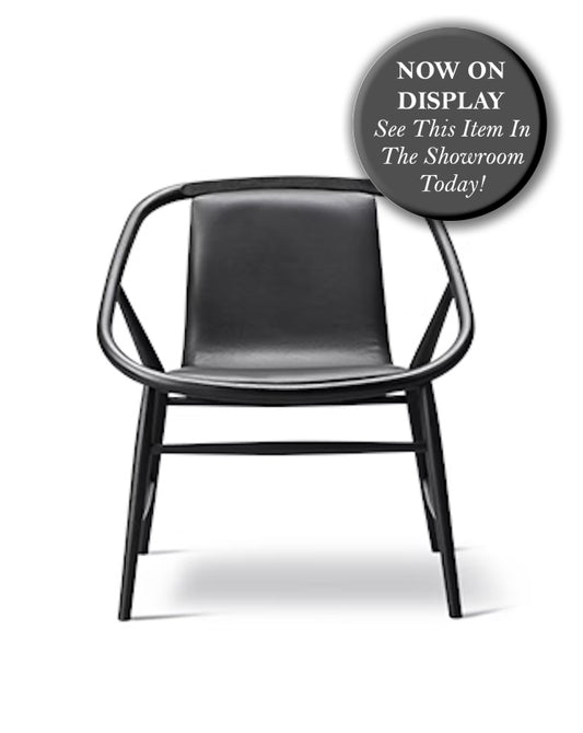 FREDERICIA Eve Lounge Chair - Oak Black Lacquered with Leather Seat - Pair of 2 - CLEARANCE Forty Percent Discount