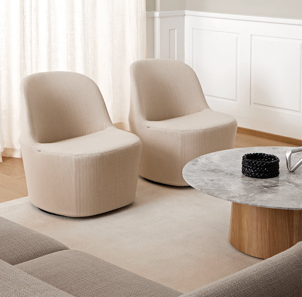 FREDERICIA Niveau Table 61cm Oiled Ash w/Tundra Grey Marble Top - Fifteen Percent Discount