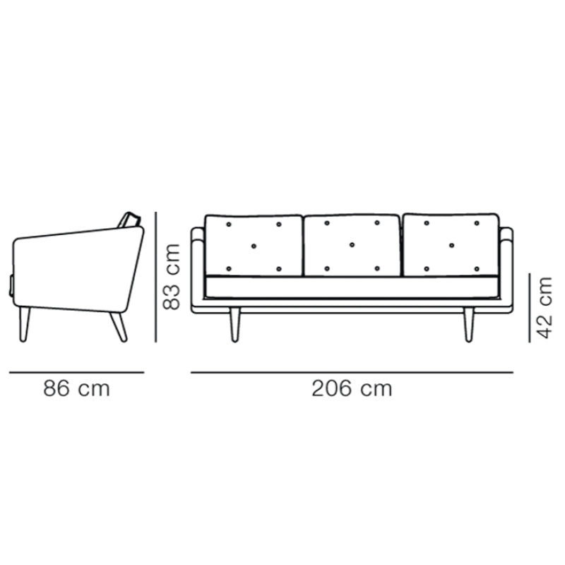 FREDERICIA - Mogensen No.1 Sofa - 206 x 86 - Steelcut Trio Fabric - Fifteen Percent Discount