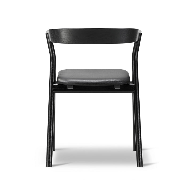 FREDERICIA - Set of 2 - YKSI Chair - Oak Black w/Black Leather Seat - CLEARANCE Fifty Percent Discount