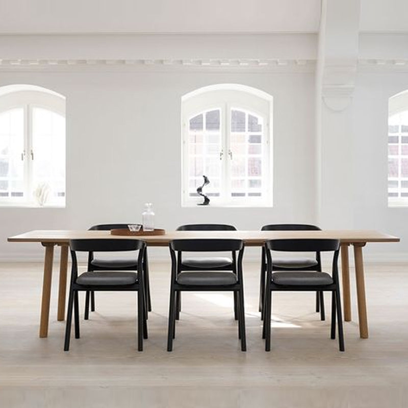 FREDERICIA - Set of 2 - YKSI Chair - Oak Black w/Black Leather Seat - CLEARANCE Fifty Percent Discount