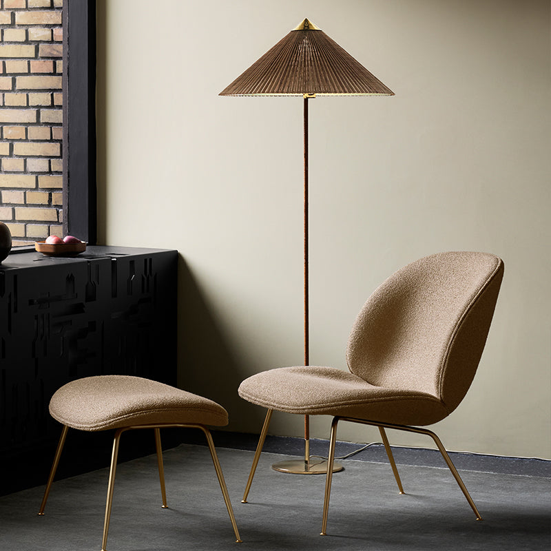GUBI 9602 Floor Lamp - Polished Brass w/Bamboo Untreated Shade - Twenty Five Percent Discount