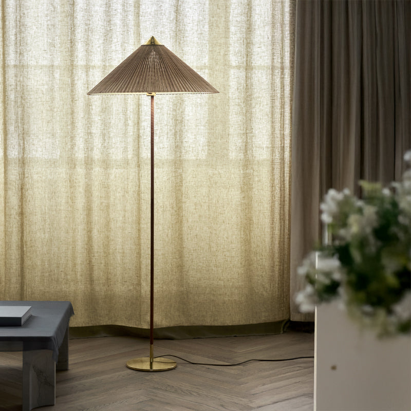 GUBI 9602 Floor Lamp - Polished Brass w/Bamboo Untreated Shade - Twenty Five Percent Discount