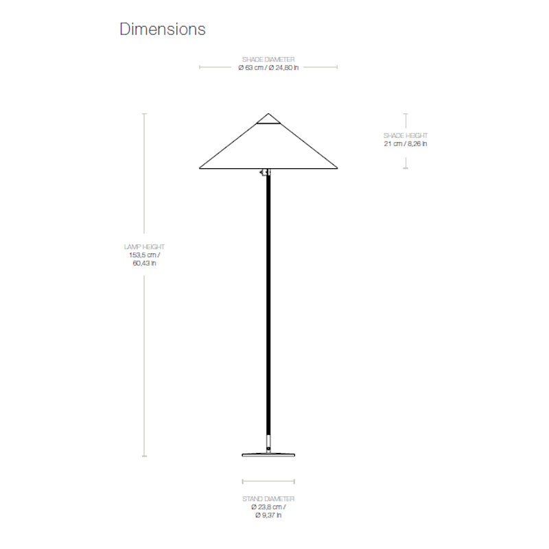GUBI 9602 Floor Lamp - Polished Brass w/Bamboo Untreated Shade - Twenty Five Percent Discount