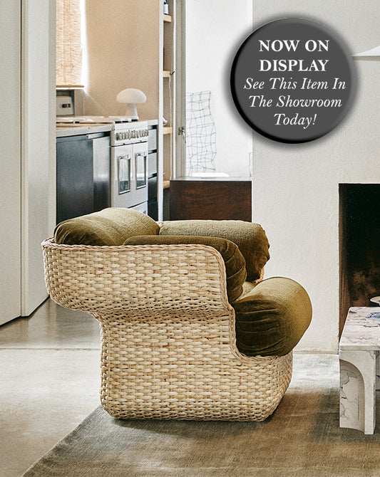 GUBI - Basket Sofa Two Seater - Mumble Fabric, Dark Green Chenille - CLEARANCE Fifty Percent Discount