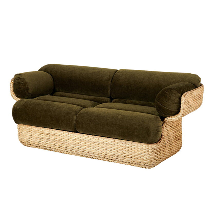 GUBI - Basket Sofa Two Seater - Mumble Fabric, Dark Green Chenille - CLEARANCE Fifty Percent Discount