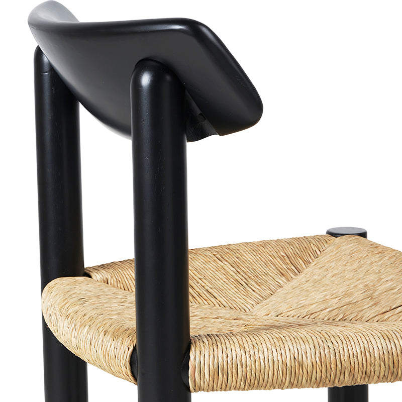 GUBI Daumiller Side Chair - Brown/Black Pine w/Natural Rush Cord Seat - Fifteen Percent Discount