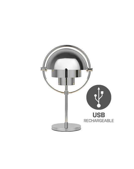 GUBI Multi Lite Rechargeable Lamp - Chrome/Chrome - Indoor & Outdoor Safe - Twenty Five Percent Discount