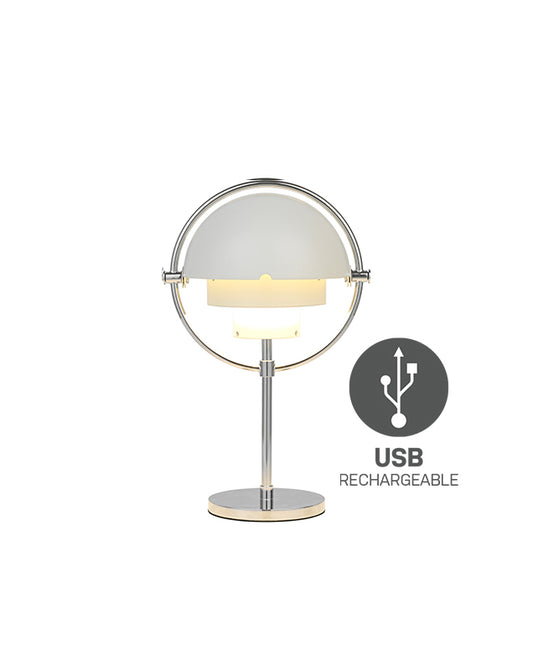 GUBI Multi Lite Rechargeable Lamp - Chrome/White - Indoor & Outdoor Safe - Twenty Five Percent Discount