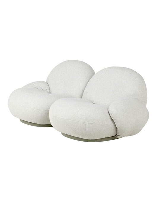 GUBI Pacha 2 Seater Sofa - OUTDOOR - Limonta Lorkey Cream Fabric, Moss Grey Base - CLEARANCE Thirty Percent Discount