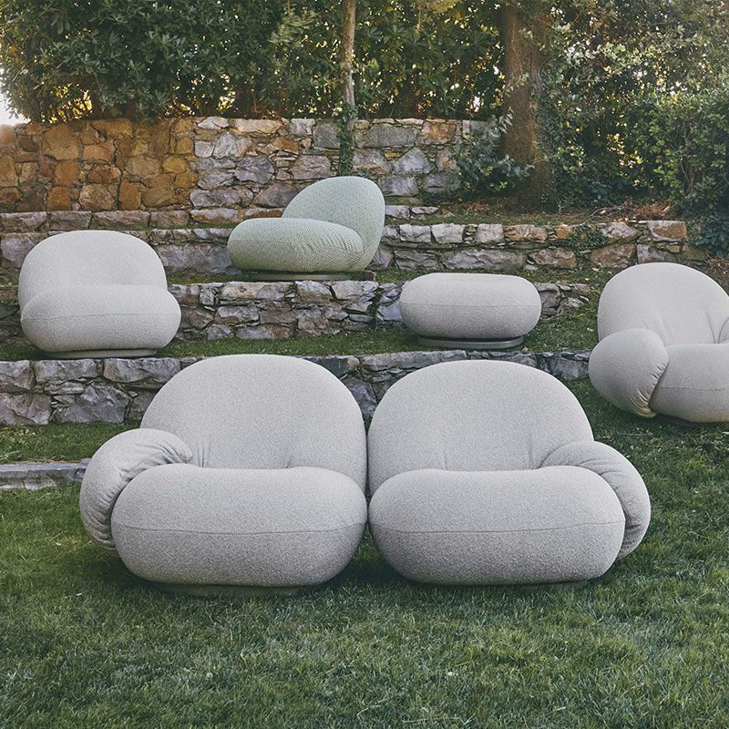 GUBI Pacha 2 Seater Sofa - OUTDOOR - Limonta Lorkey Cream Fabric, Moss Grey Base - CLEARANCE Thirty Percent Discount