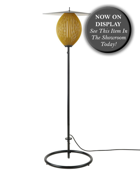 GUBI Satellite Floor Lamp - Black Semi Matte & Mustard Gold - Twenty Five Percent Discount