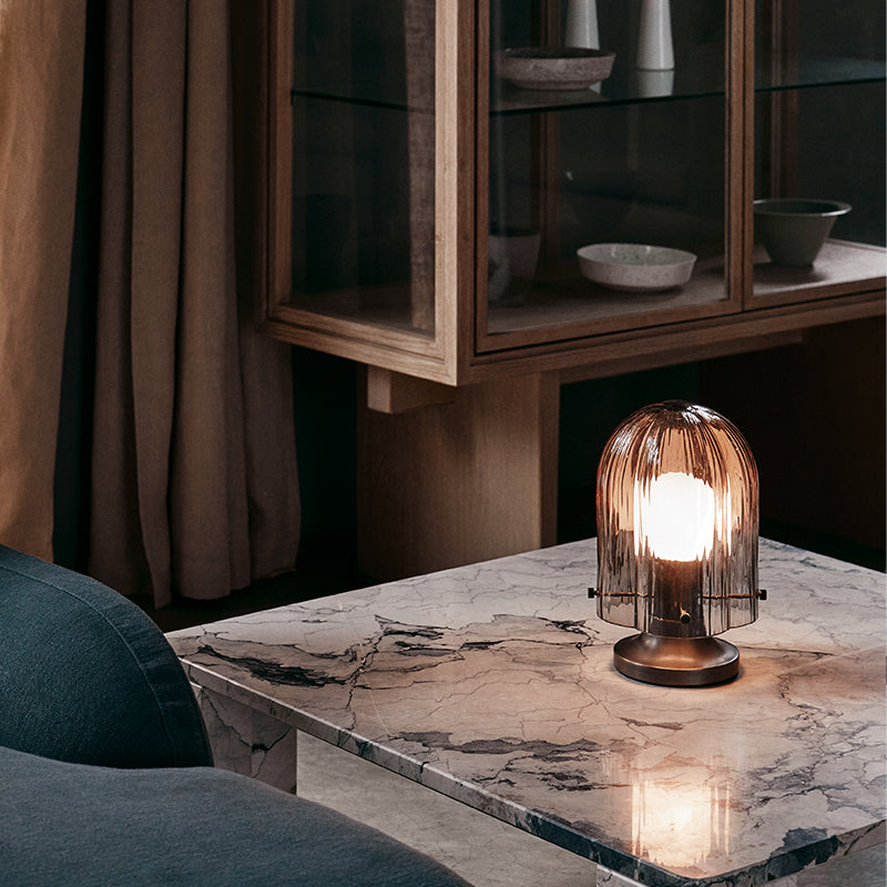 GUBI Seine Table Lamp - Coral Colour Glass Shade - Twenty Five Percent Discount