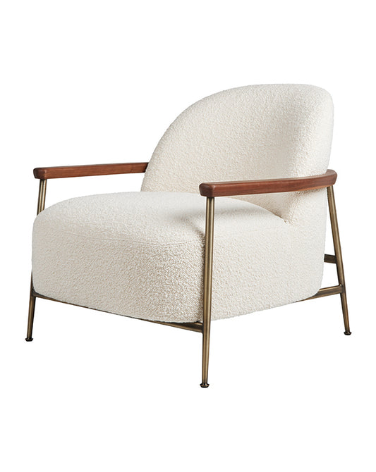 GUBI Sejour Chair - Fully Upholstered, JAB Ascendent Fabric, Brass Base - Fifteen Percent Discount