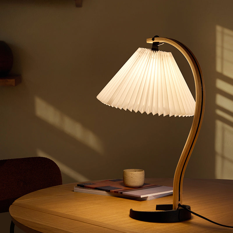 GUBI Timberline Table Lamp - Oak/Birch Wood w/White Canvas Shade - Twenty Five Percent Discount