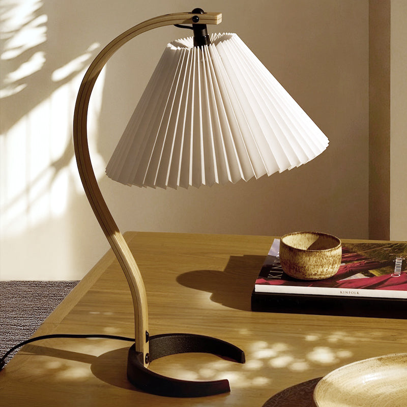 GUBI Timberline Table Lamp - Oak/Birch Wood w/White Canvas Shade - Twenty Five Percent Discount