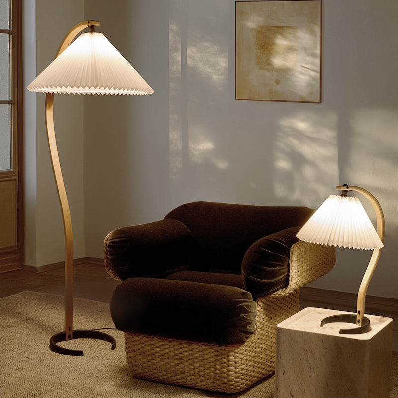 GUBI Timberline Table Lamp - Oak/Birch Wood w/White Canvas Shade - Twenty Five Percent Discount