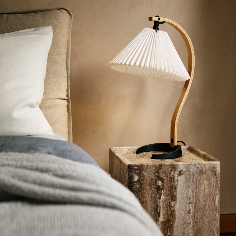 GUBI Timberline Table Lamp - Oak/Birch Wood w/White Canvas Shade - Twenty Five Percent Discount