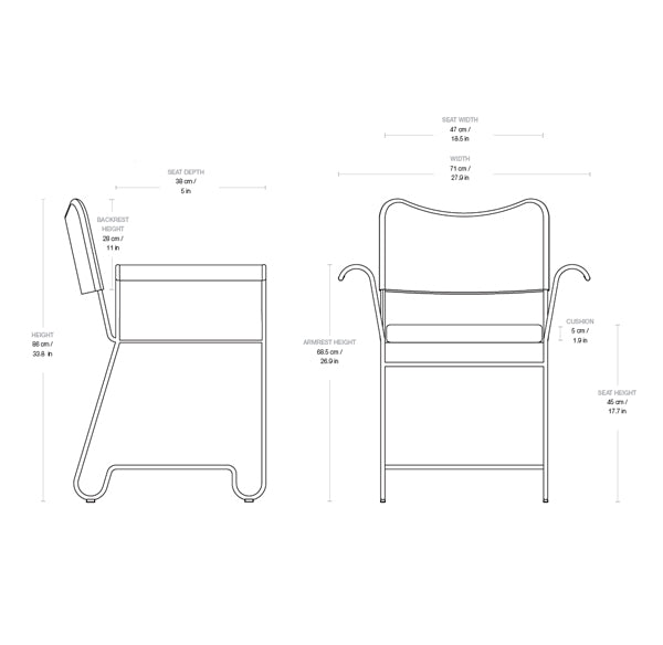 GUBI Tropique Chair - Set of 2 - OUTDOOR - Leslie Stripe, Limonta 20 Classic Black Base - Fifteen Percent Discount