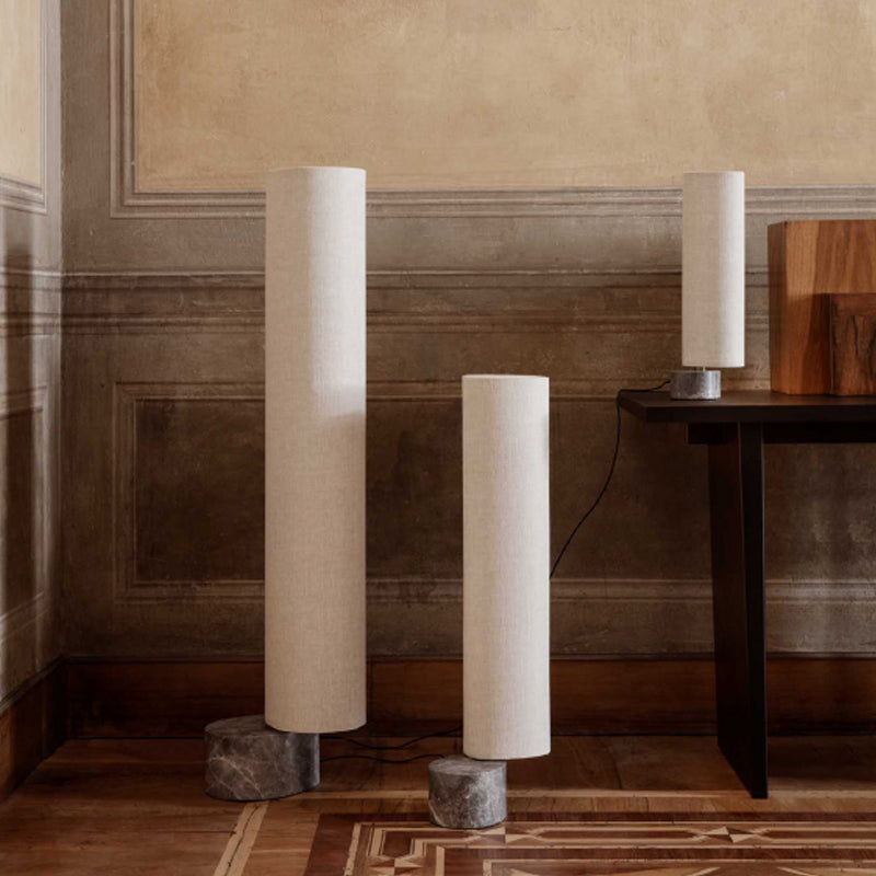 GUBI Unbound Floor/Table Lamp - Canvas Shade & Marble Base H80cm - Twenty Five Percent Discount