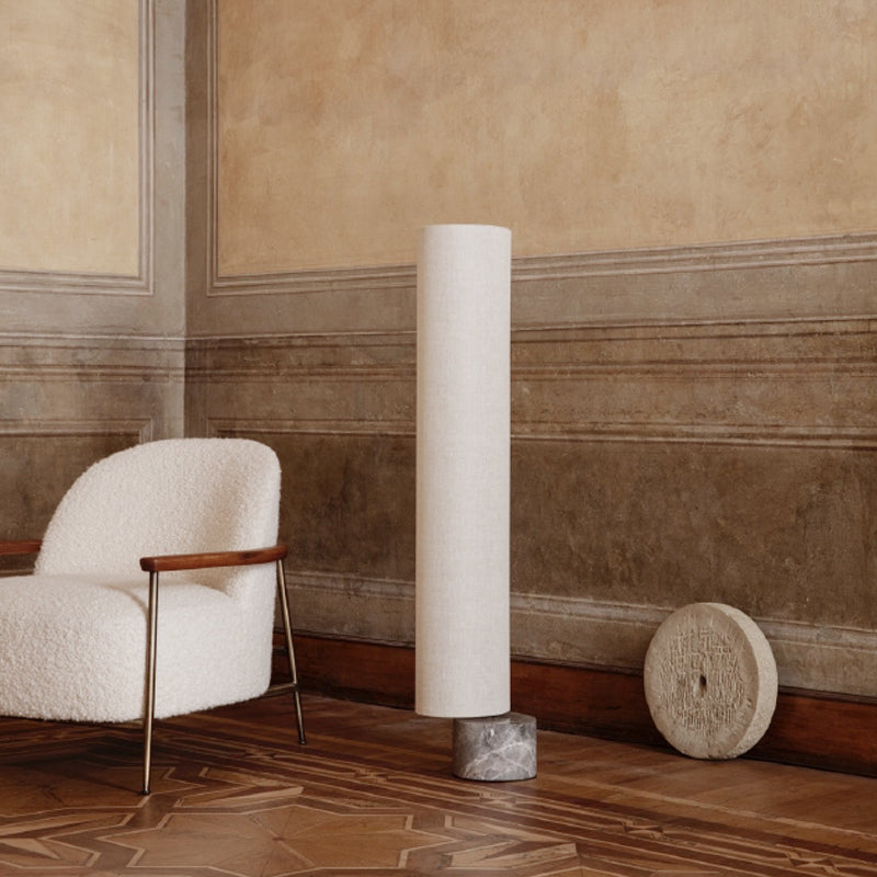 GUBI Unbound Floor Lamp - Canvas Shade & Marble Base H120cm - 25% Off