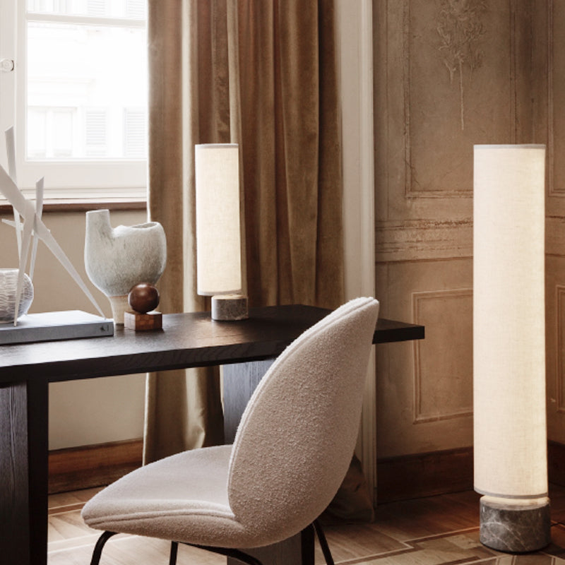 GUBI Unbound Table Lamp - Canvas Shade & Marble Base H45cm - Twenty Five Percent Discount