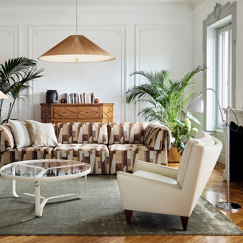 GUBI V11 Lounge Chair - Fully Upholstered, Limonta "Forli" Walnut Leg - Fifteen Percent Discount
