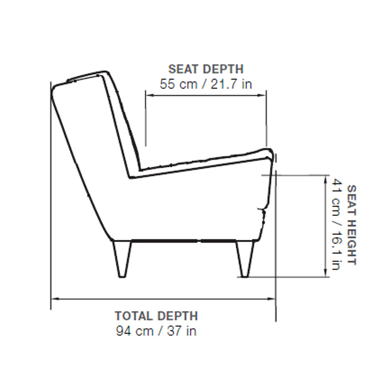 GUBI V11 Lounge Chair - Fully Upholstered, Limonta "Forli" Walnut Leg - Fifteen Percent Discount