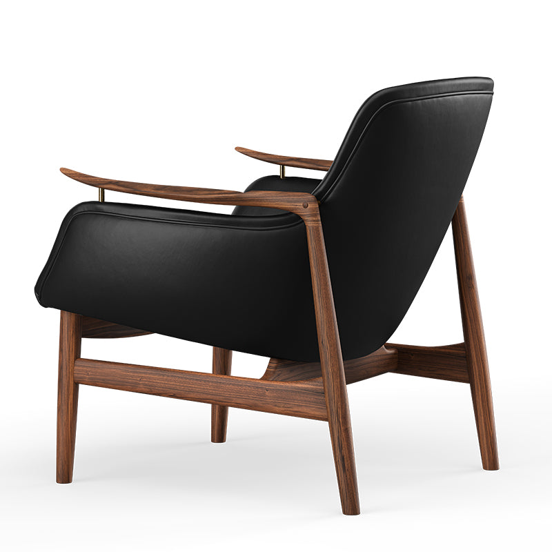 HOUSE OF FINN JUHL - "53" Lounge Chair - Walnut Oiled with "Nevada" Black Leather - Fifteen Percent Discount