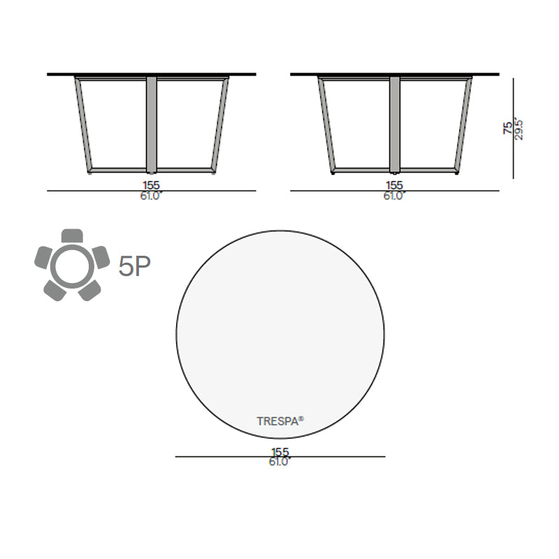 MANUTTI - Fuse Dining Table - Lava Powder Coated Aluminium Frame, Black Trespa Table Top - Ø155 x 75h - CLEARANCE Fifty Percent Discount