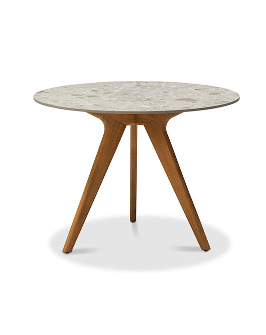 MANUTTI - Torsa Dining Table - Teak Base - Ø100 x 73h - Fifteen Percent Discount