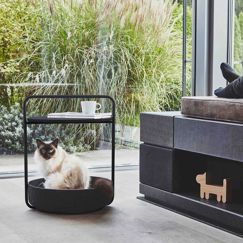 MIA CARA Tavolino - Side Table with Cat Bed - Black