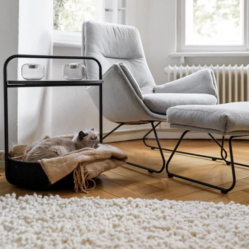 MIA CARA Tavolino - Side Table with Cat Bed - Black