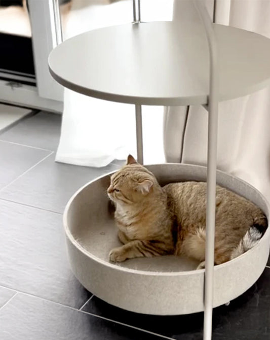 MIA CARA Tavolino - Side Table with Cat Bed - Grey