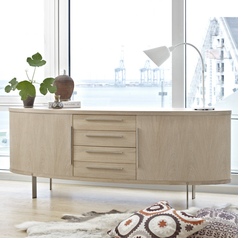 NAVER COLLECTION - AK1300 Oval Sideboard - Oak - White Oiled - Steel Base - Fifteen Percent Discount