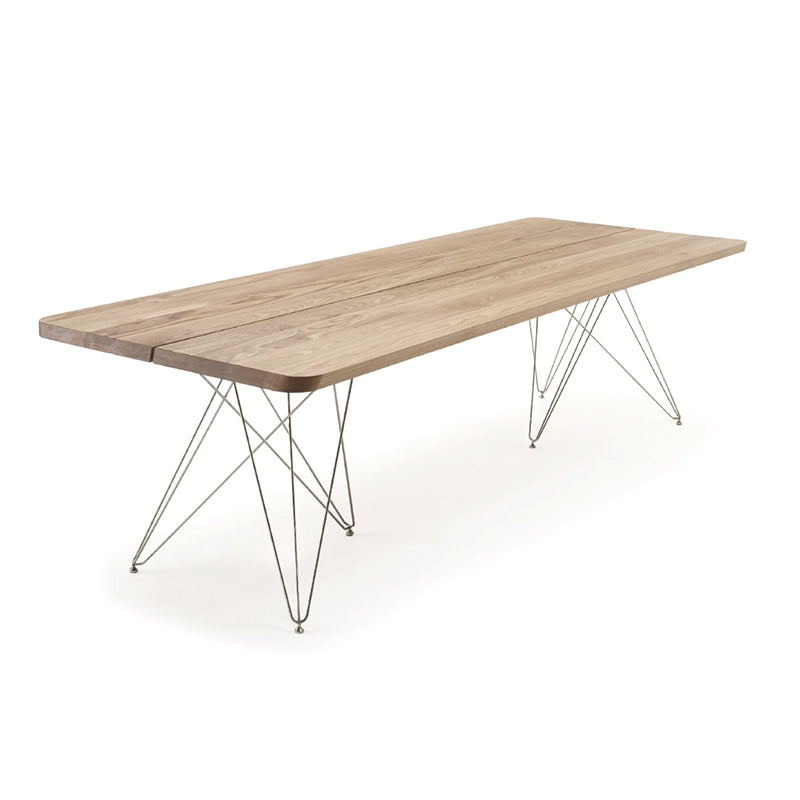 NAVER COLLECTION - GM3300 Plank De Luxe Table 240x100 - Oak White Oiled, Black Powder Coated Steel Leg - CLEARANCE Forty Percent Discount