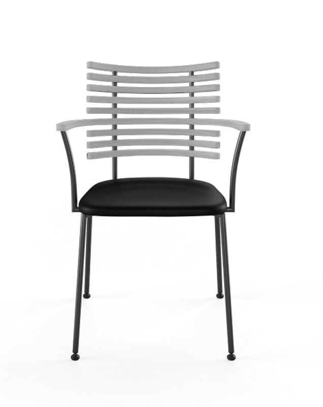 NAVER COLLECTION - Tiger Arm Chair GM 4106 - Ocean Grey Painted w/Black Leather Seat - Set of 2 - CLEARANCE Forty Percent Discount