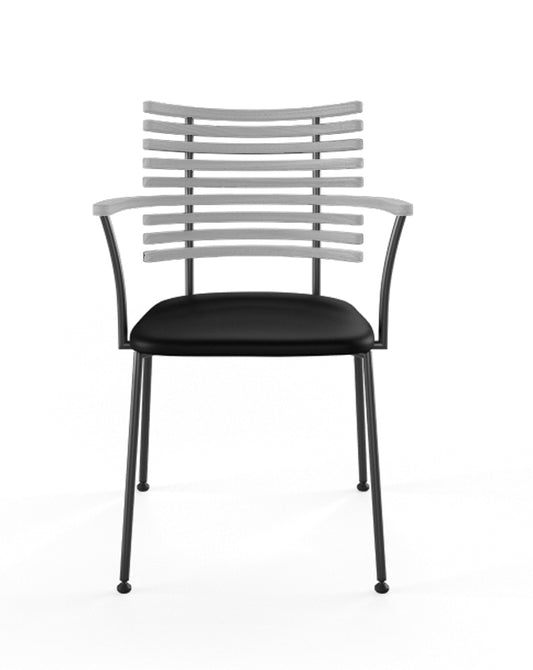 NAVER COLLECTION - Tiger Arm Chair GM 4106 - Ocean Grey Painted w/Black Leather Seat - Set of 2 - CLEARANCE Forty Percent Discount