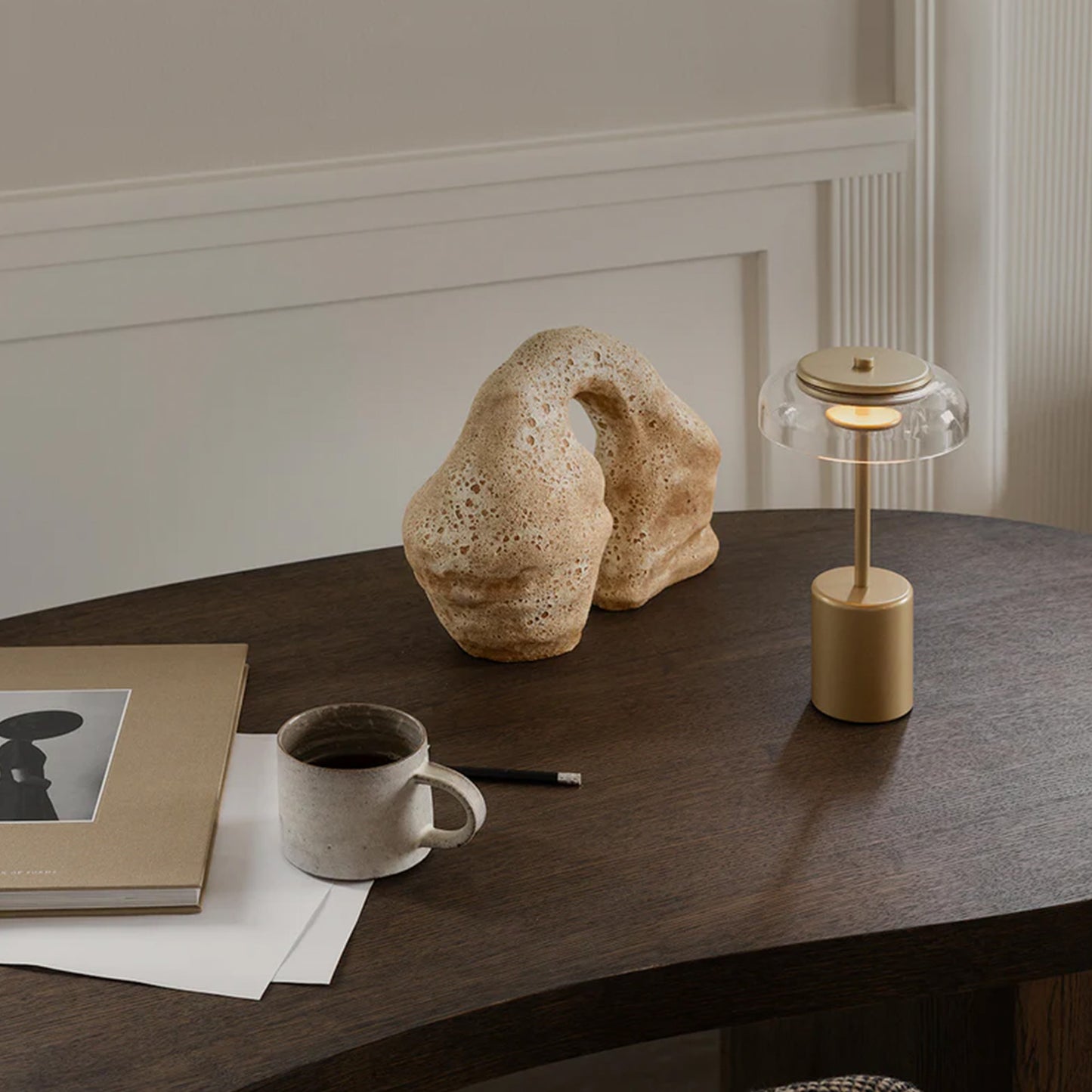 NUURA Blossi Table MINI USB Portable - Nordic Gold with Clear Glass Shade - Twenty Five Percent Discount