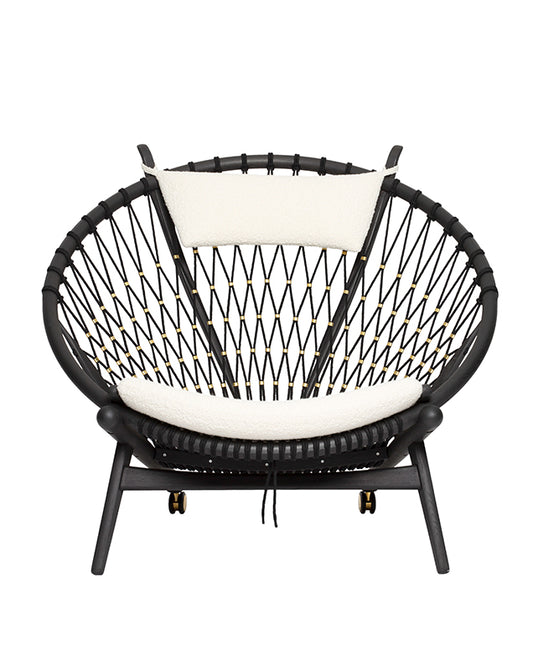 PP MØBLER - pp130 - Circle Chair - Oak Black Frame with Black Cord & Dedar Karakorum Cushions - Fifteen  Percent Discount