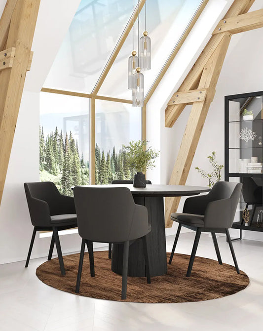 SKOVBY SM33 Extending Round Dining Table - Oak Veneer - Black Lacquered - CLEARANCE Thirty Percent Discount
