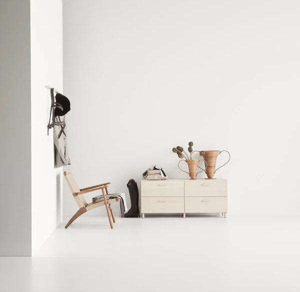 STRING Relief 4 Drawer Low Cabinet in Ash Wood with Legs