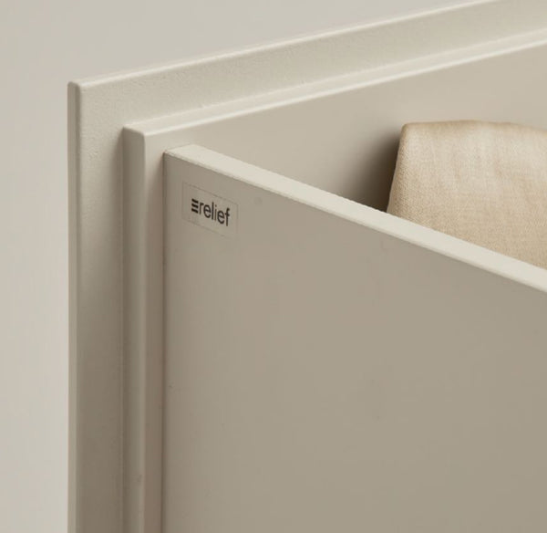 STRING Relief Wide 4 Drawer Cabinet in Beige with Plinth Base